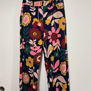 Boden High Waist Multicolor Floral Pants, Sz US 6, wide leg, ankle length